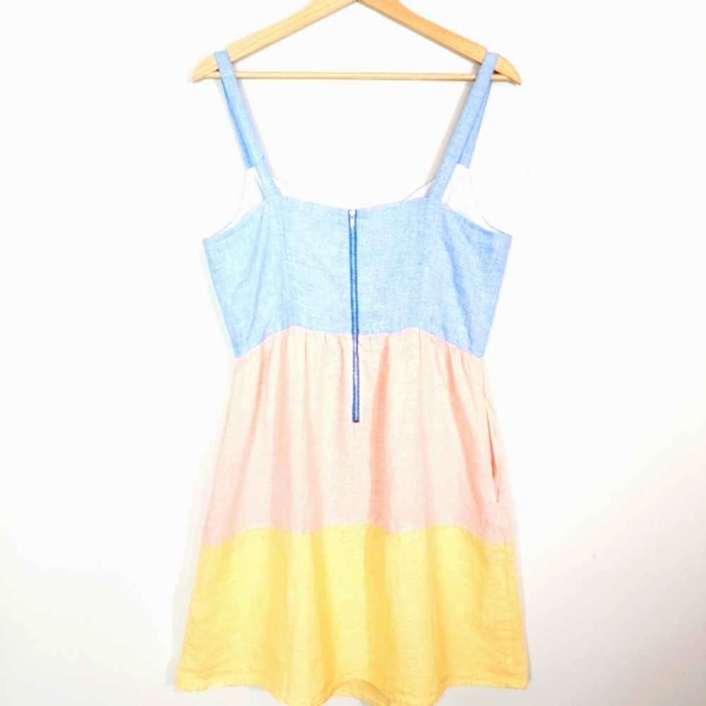 Cynthia Rowley 100% Linen Color Blocked Dress with Pockets Size Medium - Picture 8 of 8